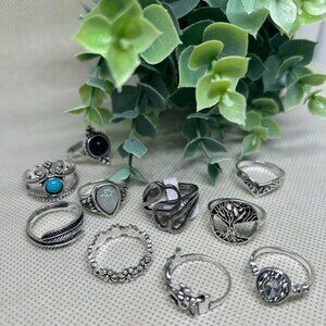 Silvery Decorative Ring Bundle